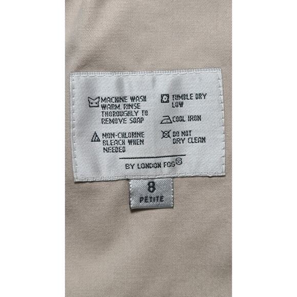 LONDON FOG Overcoat Trench Coat 8 Petite Removable Fleece Lining Tan - Picture 6 of 7